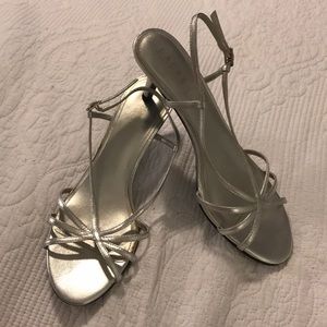 Ralph Lauren Silver Strappy Heels 7.5